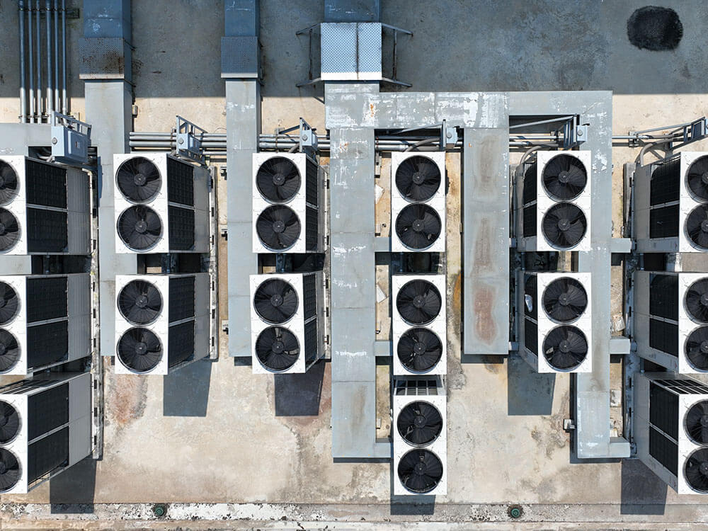 Aerial view of multiple large commercial RTUs